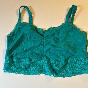 SOMA Lace Floral Bralette Wireless Comfort Bra Adjustable Teal Plus‎ Size XL